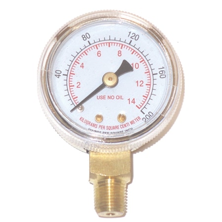 Powerweld Replacement Gauge, 1-1/2" x 200 PSI, 1/8" NPT Inlet C200